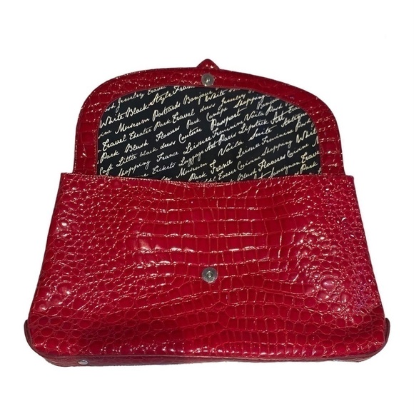 WHITE HOUSE BLACK MARKET Red Croc Embossed Large Clutch - Picture 4 of 8